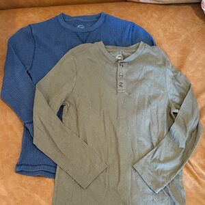 Boys Wonder Nation Blue and Olive Long Sleeve Tees Bundle - Sizes M and L